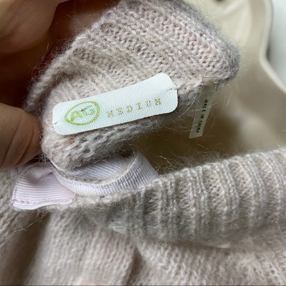 AG Godschmied blush pink wool mohair knit V neck sweater top size M - Picture 3 of 6